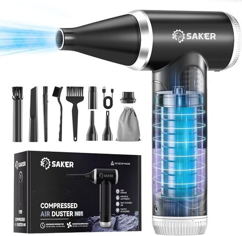 Saker Compressed Air Duster for Deep Cleaning 110000RPM Slide Adjustment Portable Electric Air Blower with LED Display Cordless Rechargeable Dry Air Blower for Computer Car and Home J01 Black in Saudi Arabia