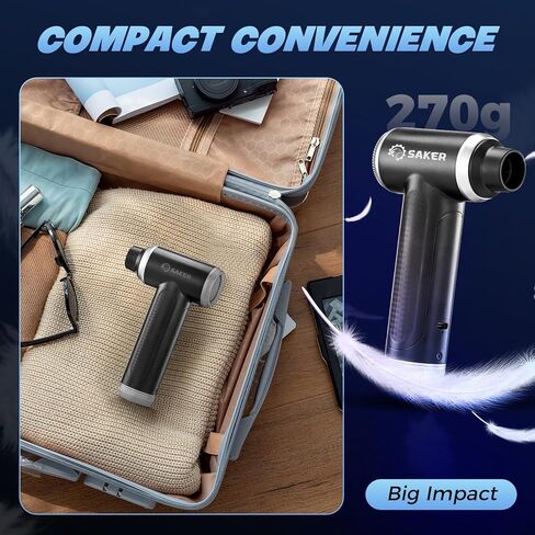 Saker Compressed Air Duster for Deep Cleaning 110000RPM Slide Adjustment Portable Electric Air Blower with LED Display Cordless Rechargeable Dry Air Blower for Computer Car and Home J01 Black in Saudi Arabia