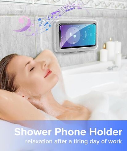 LC-dolida Shower Phone Holder Waterproof 480 Rotation Wall Mount Cell Phone Stand Case for Bathroom Batheub for Women Men Gift 2024 Shower Gadgets Stuff Beige in Saudi Arabia