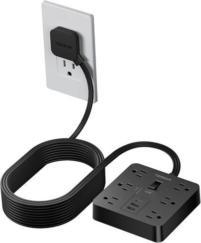 Surge Protector Power Strip with USB, TESSAN 5FT Extension Cord with Multiple Outlets Flat Plug, 6 Outlet Extender with 1 USB C and 2 USB A Charging Station, 1700J Surge Protection, White in Saudi Arabia