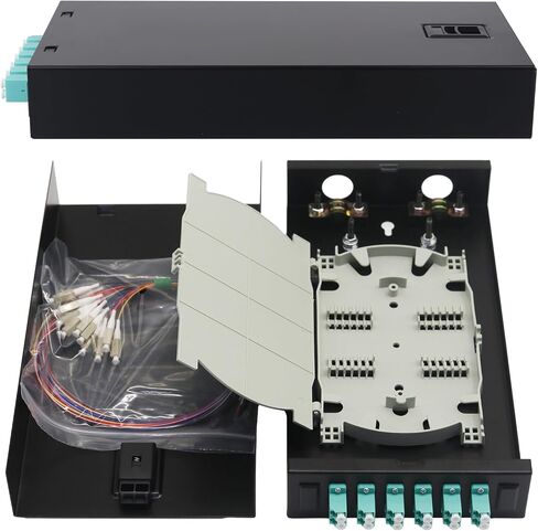 3-Pack LC-OM3 6 Duplex 12 Port Wall Mount Fiber Enclosure with Splice Tray Multimode LC-OM3 Kit (Includes 1.2 Meter Pigtail and Fiber Coupler) in Saudi Arabia
