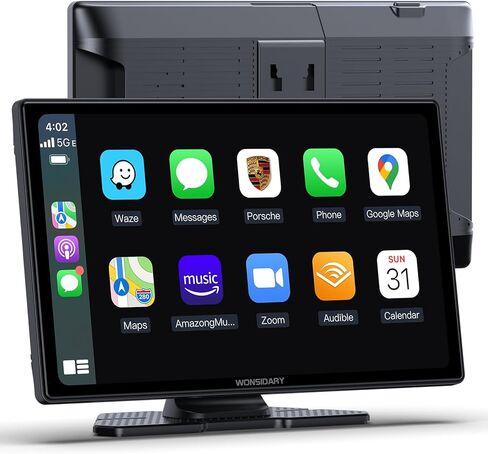 9" Portable Wireless CarPlay Screen for Car,Carplay Compatible with Apple Carplay & Android Auto with Phone Mirroring,Auto Brightness Adjustment/GPS Navigation/Voice Control/Bluetooth Car Stereo in Saudi Arabia