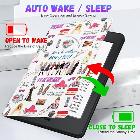 Trendy Fan for Kindle Paperwhite 11th Generation Case 6.8 inch 2021/Signature Edition Cute Cartoon Skull Kawaii Teen Kids Girls Folio Cover with Auto Sleep/Wake for Kindle Paperwhite 2021 E-Reader in Saudi Arabia