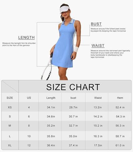 فستان جولف للنساء، فساتين تنس، خصر مطاطي، ياقة بولو، بدون أكمام، رياضي نشط، تمرينات رياضية، فستان رياضي أزرق in Kuwait