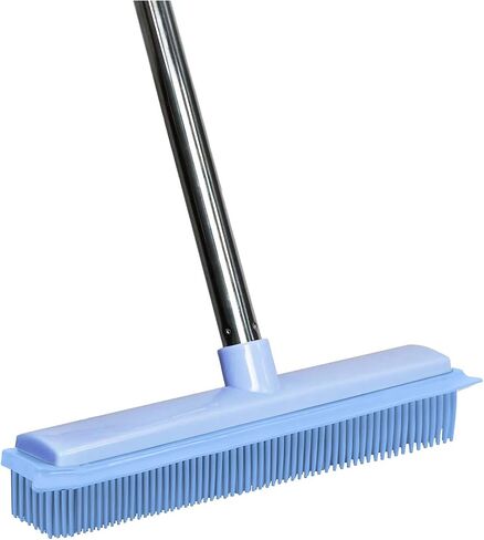 Pet Rubber Broom with 49inch Long Handle, Portable Detailing Lint Remover, Soft Push Broom for Fluff Carpet, Hardwood, Tile, Window in Saudi Arabia