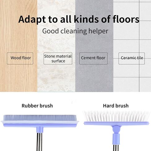 Pet Rubber Broom with 49inch Long Handle, Portable Detailing Lint Remover, Soft Push Broom for Fluff Carpet, Hardwood, Tile, Window in Saudi Arabia