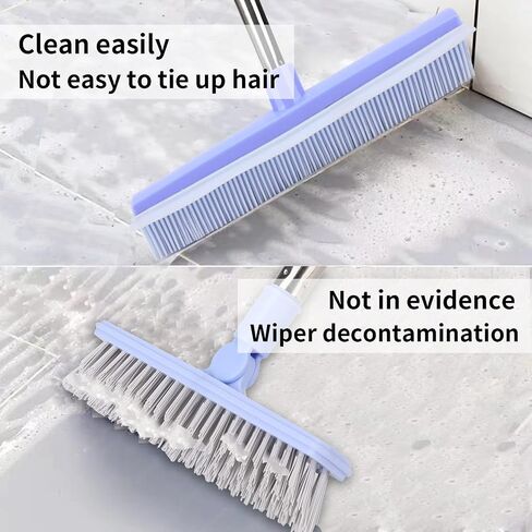 Pet Rubber Broom with 49inch Long Handle, Portable Detailing Lint Remover, Soft Push Broom for Fluff Carpet, Hardwood, Tile, Window in Saudi Arabia