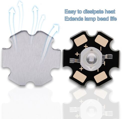 5Pcs 3W Blacklight Bright 410nm UV High Power LED Chip with Aluminum Plate 20mm Star PCB Base Heat Sink Ultraviolet Bulbs Lamp Chips Replacement(Purple 405nm-410nm,DC 3.2-3.6V,700mA) in Saudi Arabia