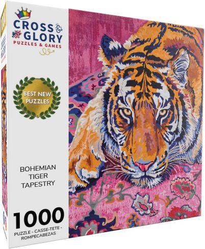 أحجية الصور المقطوعة المكونة من 1000 قطعة من Bengal Crossing لنهر معبر النمر المهيب من Cross & Glory - عمل فني مذهل للحياة البرية للبالغين - فكرة هدية رائعة in Kuwait