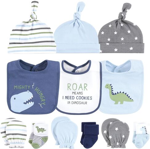 Hudson Baby Unisex Baby Caps or Headbands, Bibs, Mittens and Socks 12pc Set, Space, 0-6 Months in Saudi Arabia