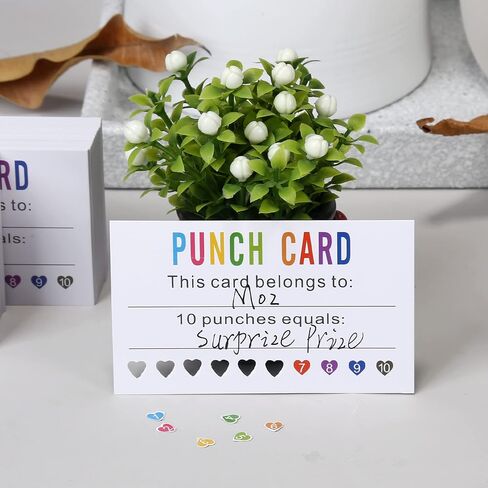 ONEDONE Punch Cards 200 PCS Balloons Punch Cards for Classroom Incentive Awards Punch Cards for Kids Students Teachers Home Classroom School Business Loyalty Gift Card - 3.5" x 2" in Saudi Arabia