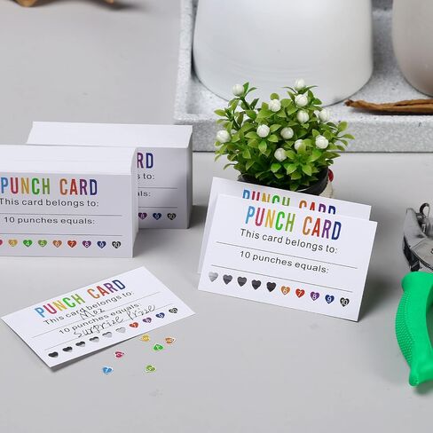 ONEDONE Punch Cards 200 PCS Balloons Punch Cards for Classroom Incentive Awards Punch Cards for Kids Students Teachers Home Classroom School Business Loyalty Gift Card - 3.5" x 2" in Saudi Arabia