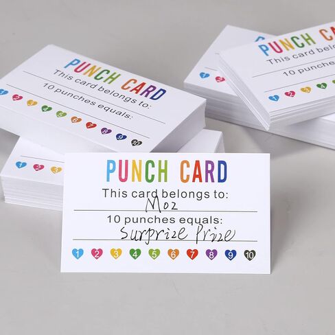 ONEDONE Punch Cards 200 PCS Balloons Punch Cards for Classroom Incentive Awards Punch Cards for Kids Students Teachers Home Classroom School Business Loyalty Gift Card - 3.5" x 2" in Saudi Arabia