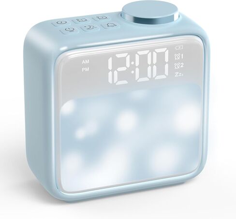 AIRIVO Alarm Clock Night Lights, Rechargeable Alarm Clock for Bedrooms, 6 Scenes & White Noise Sync, Dual Alarms & Snooze, for Heavy Sleepers, Gifts for Kids Teens (Pink) in Kuwait