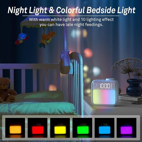 AIRIVO Alarm Clock Night Lights, Rechargeable Alarm Clock for Bedrooms, 6 Scenes & White Noise Sync, Dual Alarms & Snooze, for Heavy Sleepers, Gifts for Kids Teens (Pink) in Kuwait