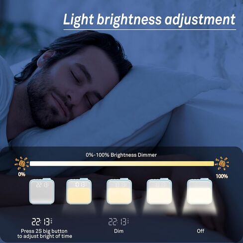 AIRIVO Alarm Clock Night Lights, Rechargeable Alarm Clock for Bedrooms, 6 Scenes & White Noise Sync, Dual Alarms & Snooze, for Heavy Sleepers, Gifts for Kids Teens (Pink) in Kuwait
