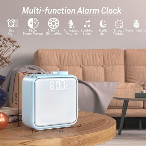 AIRIVO Alarm Clock Night Lights, Rechargeable Alarm Clock for Bedrooms, 6 Scenes & White Noise Sync, Dual Alarms & Snooze, for Heavy Sleepers, Gifts for Kids Teens (Pink) in Kuwait