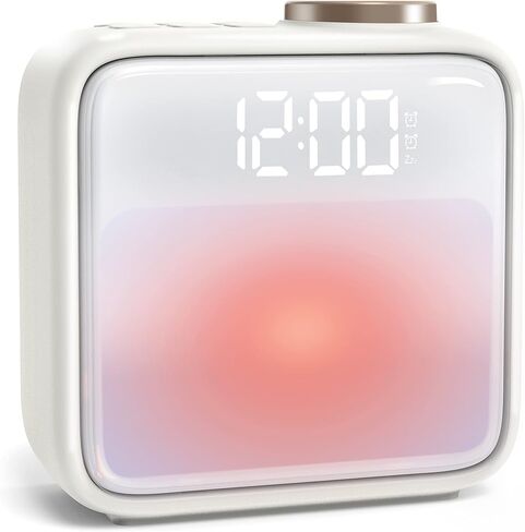 AIRIVO Alarm Clock Night Lights, Rechargeable Alarm Clock for Bedrooms, 6 Scenes & White Noise Sync, Dual Alarms & Snooze, for Heavy Sleepers, Gifts for Kids Teens (Pink) in Kuwait