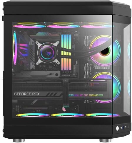 NextGen HYPE Premium Dual-Chamber Mid-Tower ATX Gaming PC Case, Support Horizontal and Vertical, 360mm Radiator Support, Seamless Tempered Glass Front & Side Panel, USB 3 & Type-C, WHITE in Saudi Arabia