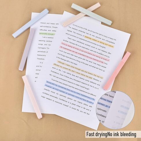 Aesthetic Highlighters, 12 Pcs Dual Tip Highlighters Assorted Colors No Bleed Dry Fast Easy to Hold, Pastel Highlighters Marker Pens for Journal Bible Planner Notes School Office Supplies in Kuwait