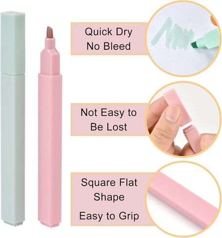 Aesthetic Highlighters, 12 Pcs Dual Tip Highlighters Assorted Colors No Bleed Dry Fast Easy to Hold, Pastel Highlighters Marker Pens for Journal Bible Planner Notes School Office Supplies in Kuwait