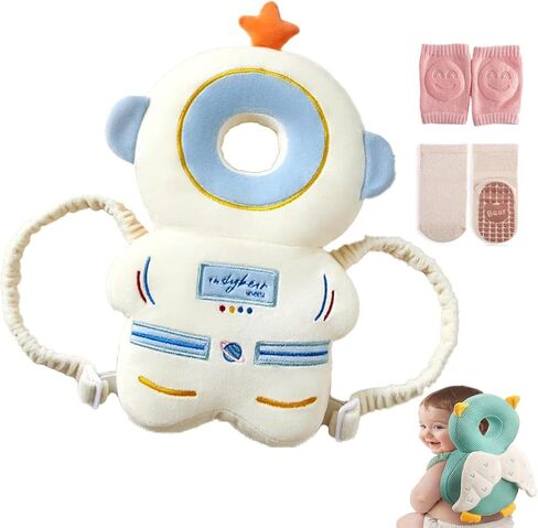 Baby Head Protector Backpack, Head Protector Pad Safety Cushion for Crawling and Walking with Baby Knee Pads (Ordinary Model-Gray bee), Larger in Saudi Arabia