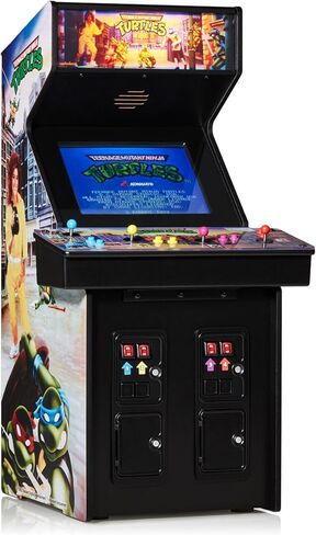 Numskull Quarter Arcades Teenage Mutant Ninja Turtles Collector's Edition Mini Arcade - نسخة طبق الأصل خشبية أصلية بمقياس 1/4، ذاكرة قراءة فقط أصلية، بطارية قابلة لإعادة الشحن ومكبرات صوت 3 وات لعشاق الرجعية in Kuwait