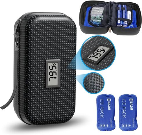 Insulin Cooler Travel Case TSA Approved Medication Diabetic Cooler for Daily Life Trip Refrigerated Medicine Organizer Bag for Insulin Pens and Diabetic Supplies Storage with Ice Pack(Carbon Fiber) in Saudi Arabia