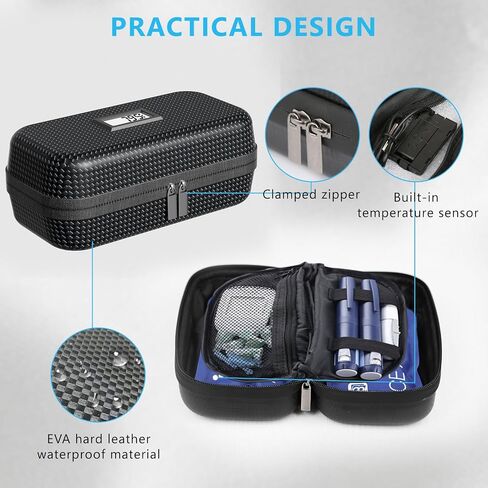 Insulin Cooler Travel Case TSA Approved Medication Diabetic Cooler for Daily Life Trip Refrigerated Medicine Organizer Bag for Insulin Pens and Diabetic Supplies Storage with Ice Pack(Carbon Fiber) in Saudi Arabia