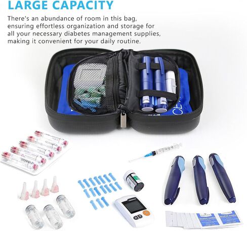 Insulin Cooler Travel Case TSA Approved Medication Diabetic Cooler for Daily Life Trip Refrigerated Medicine Organizer Bag for Insulin Pens and Diabetic Supplies Storage with Ice Pack(Carbon Fiber) in Saudi Arabia