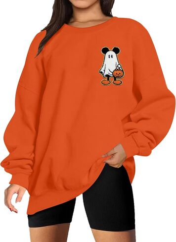 BANGELY Halloween Sweatshirt Women Oversized Cute Spooky Ghost Graphic Shirt Halloween Sweater Fall Long Sleeve Pullover Top in Kuwait