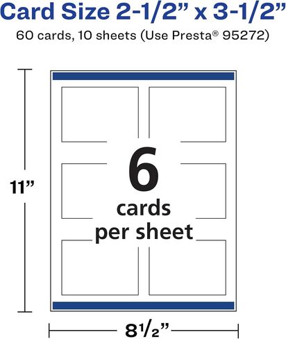 Avery Printable Rectangle Cards with Sure Feed Technology, 2.5" x 3.5", Matte White Cardstock, Print-to-the-Edge, Laser/Inkjet Cards, 150 Total in Kuwait