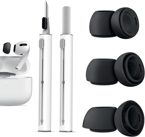 متوافقة مع سماعات أذن بديلة من الجيل الثاني/الأول من AirPods Pro، مع فتحة لتقليل الضوضاء وشاشة مدمجة للحماية من الغبار، وأطراف أذن من السيليكون مع صندوق تخزين محمول، 3 مقاسات (صغير/متوسط/كبير) - أبيض in Kuwait