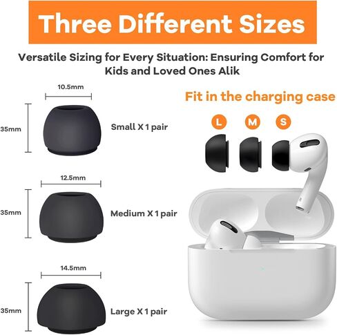 متوافقة مع سماعات أذن بديلة من الجيل الثاني/الأول من AirPods Pro، مع فتحة لتقليل الضوضاء وشاشة مدمجة للحماية من الغبار، وأطراف أذن من السيليكون مع صندوق تخزين محمول، 3 مقاسات (صغير/متوسط/كبير) - أبيض in Kuwait