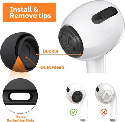 متوافقة مع سماعات أذن بديلة من الجيل الثاني/الأول من AirPods Pro، مع فتحة لتقليل الضوضاء وشاشة مدمجة للحماية من الغبار، وأطراف أذن من السيليكون مع صندوق تخزين محمول، 3 مقاسات (صغير/متوسط/كبير) - أبيض in Kuwait
