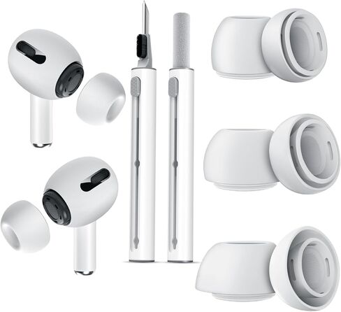 متوافقة مع سماعات أذن بديلة من الجيل الثاني/الأول من AirPods Pro، مع فتحة لتقليل الضوضاء وشاشة مدمجة للحماية من الغبار، وأطراف أذن من السيليكون مع صندوق تخزين محمول، 3 مقاسات (صغير/متوسط/كبير) - أبيض in Kuwait