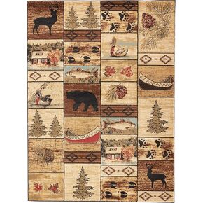 Rug Empire Rustic Lodge River Run Cabin 8X10 Area Rug, 7'10x9'10