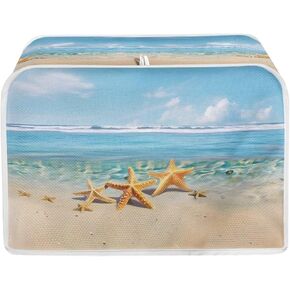 Beach Starfish Print Toaster Cover for Anti-Dust and Fingerprint, Kitchen Small Appliance, Microwave Toaster Oven Cover Decorative Accessories for Kitchen