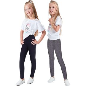 LUOUSE Toddler Girls Stretch Slim Yoga Leggings Little Kids Skinny Soft Dance Pants 3 Packs Sets Ankle Length Size 6T - 7T