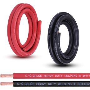 6 Gauge Battery Cable, 10FT Red + 10FT Black 6 AWG Pure Copper Wire Welding Cable, for Automotive, Battery, Solar, Marine and Generator, Standard USA OFC Wire