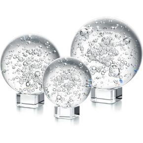 ZEERSHEE 3pcs 60/80/100mm Clear Crystal Balls with Stand Decorative Transparent Spheres Photography Prop for Magical Shots Fengshui Crystal Balls for Meditation Divination Decor