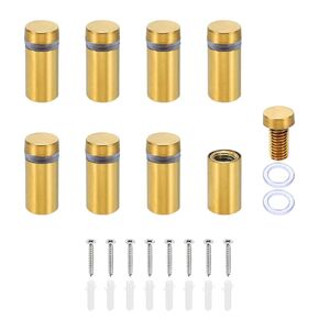 PATIKIL 1 x 1 Inch Sign Standoff Screws, 8 Set Stainless Steel Wall Standoff Mounting Hardware Advertising Glass Nail for Hanging Acrylic Picture Frame Acrylic Panel, Gold