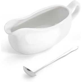 LoeJan 17OZ Gravy Boat with Spoon, Ceramic Sauce Serving Dish, Easy-Pour Big Dripless Lip Spout Serveware Set For Salad Cream Milk Broth Black Pumpkin Thanksgiving in Kuwait