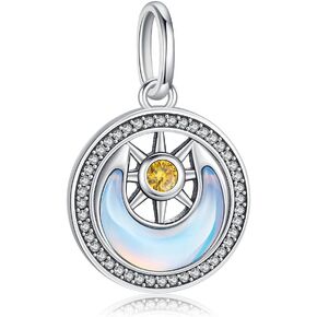 KEQ Bee Four Leaf Clover Stars Moon Sun Bead Charm Bear Charms for Bracelet Necklace 925 Sterling Silver Beads Dangle Pendant Jewelry Gifts for Women