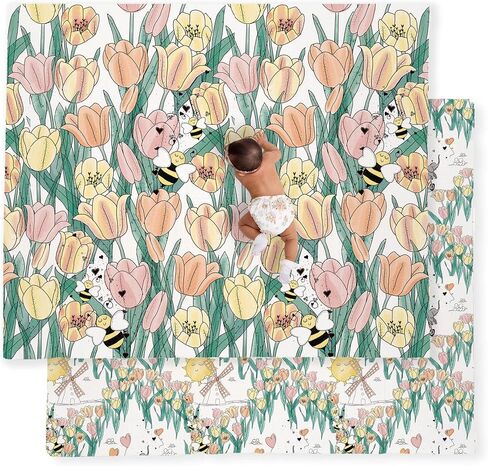 JumpOff Jo - Large Foldable Baby Play Mat, Safe Foam Playmat for Tummy Time, Play Pens & Toddlers, Waterproof, BPA-Free, Double-Sided Design (70" x 59") - Seaside in Saudi Arabia