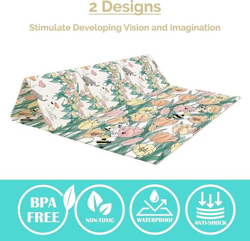 JumpOff Jo - Large Foldable Baby Play Mat, Safe Foam Playmat for Tummy Time, Play Pens & Toddlers, Waterproof, BPA-Free, Double-Sided Design (70" x 59") - Seaside in Saudi Arabia