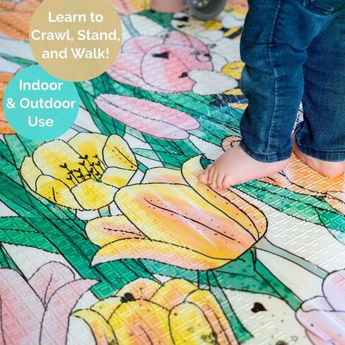 JumpOff Jo - Large Foldable Baby Play Mat, Safe Foam Playmat for Tummy Time, Play Pens & Toddlers, Waterproof, BPA-Free, Double-Sided Design (70" x 59") - Seaside in Saudi Arabia