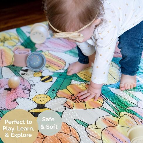 JumpOff Jo - Large Foldable Baby Play Mat, Safe Foam Playmat for Tummy Time, Play Pens & Toddlers, Waterproof, BPA-Free, Double-Sided Design (70" x 59") - Seaside in Saudi Arabia