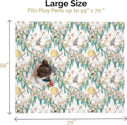 JumpOff Jo - Large Foldable Baby Play Mat, Safe Foam Playmat for Tummy Time, Play Pens & Toddlers, Waterproof, BPA-Free, Double-Sided Design (70" x 59") - Seaside in Saudi Arabia