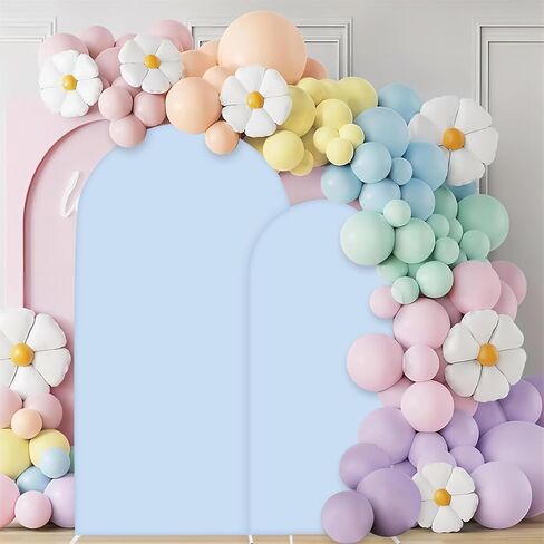 Wedding Arch Cover Set of 2 Beige 2-Sided Round Top Spandex Arch Stand Covers Chiara Arch Cover for Ceremony Birthday in Saudi Arabia
